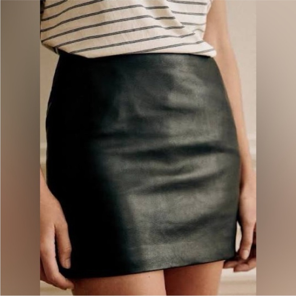 Sézane Black Leather Skirt size 38